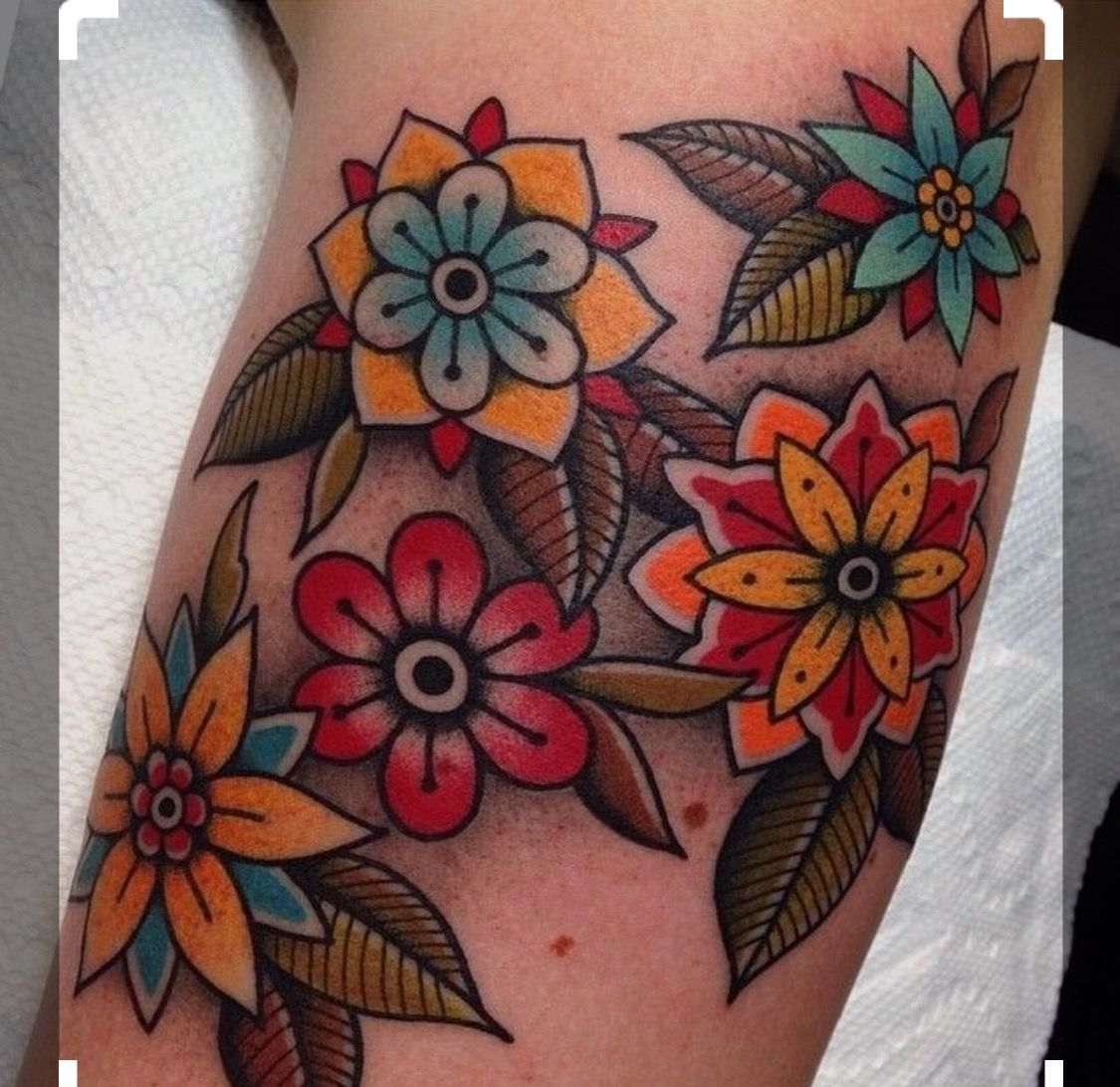 American Traditional Tattoo Flowers American Traditional Tattoo Flowers