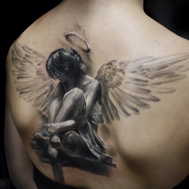 Angel On The Back Tattoo