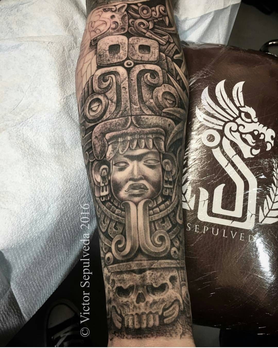 Aztec Skull Tattoos Designs