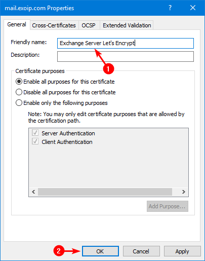 Certificate Friendly Name