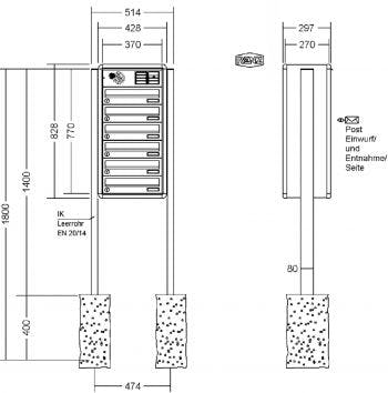 Renz Briefkastenanlage Freistehend Rs4000 Kastenformat 370X110x270mm Renz Briefkastenanlage Freistehend Rs4000 Kastenformat 370X110x270mm