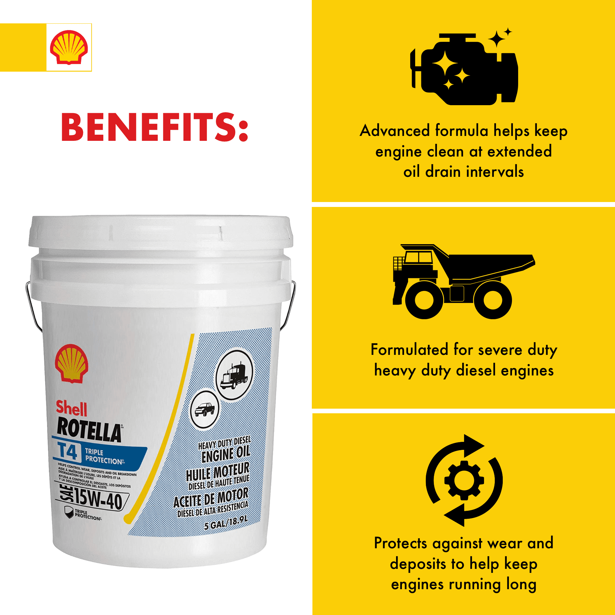Shell Rotella T4 Triple Protection 15W 40 Diesel Motor Oil 2 5 Gallon Shell Rotella T4 Triple Protection 15W 40 Diesel Motor Oil 2 5 Gallon