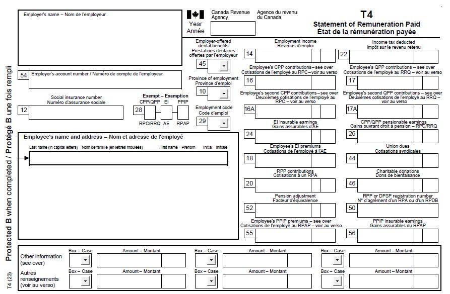 T4 Slip Information For Employers Canada Ca T4 Slip Information For Employers Canada Ca