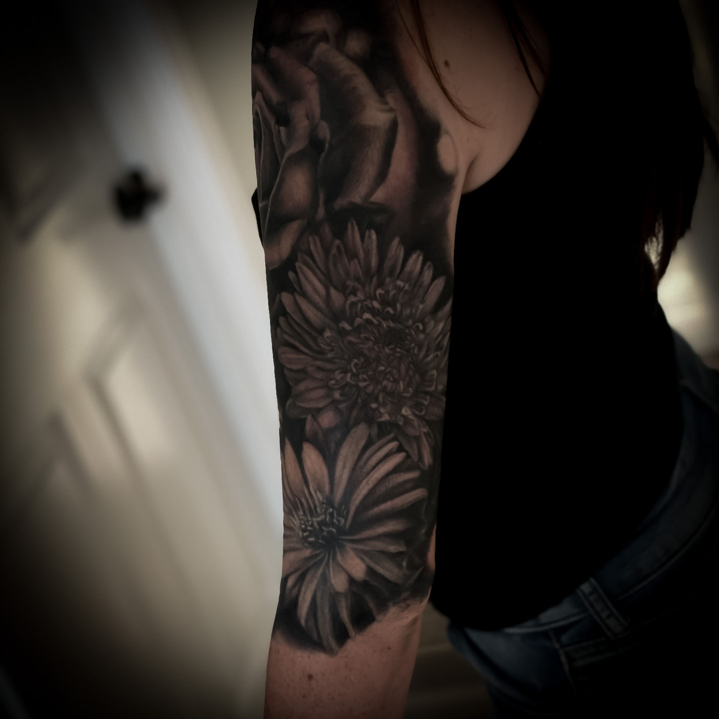 Tattoo Black And Grey Flowers