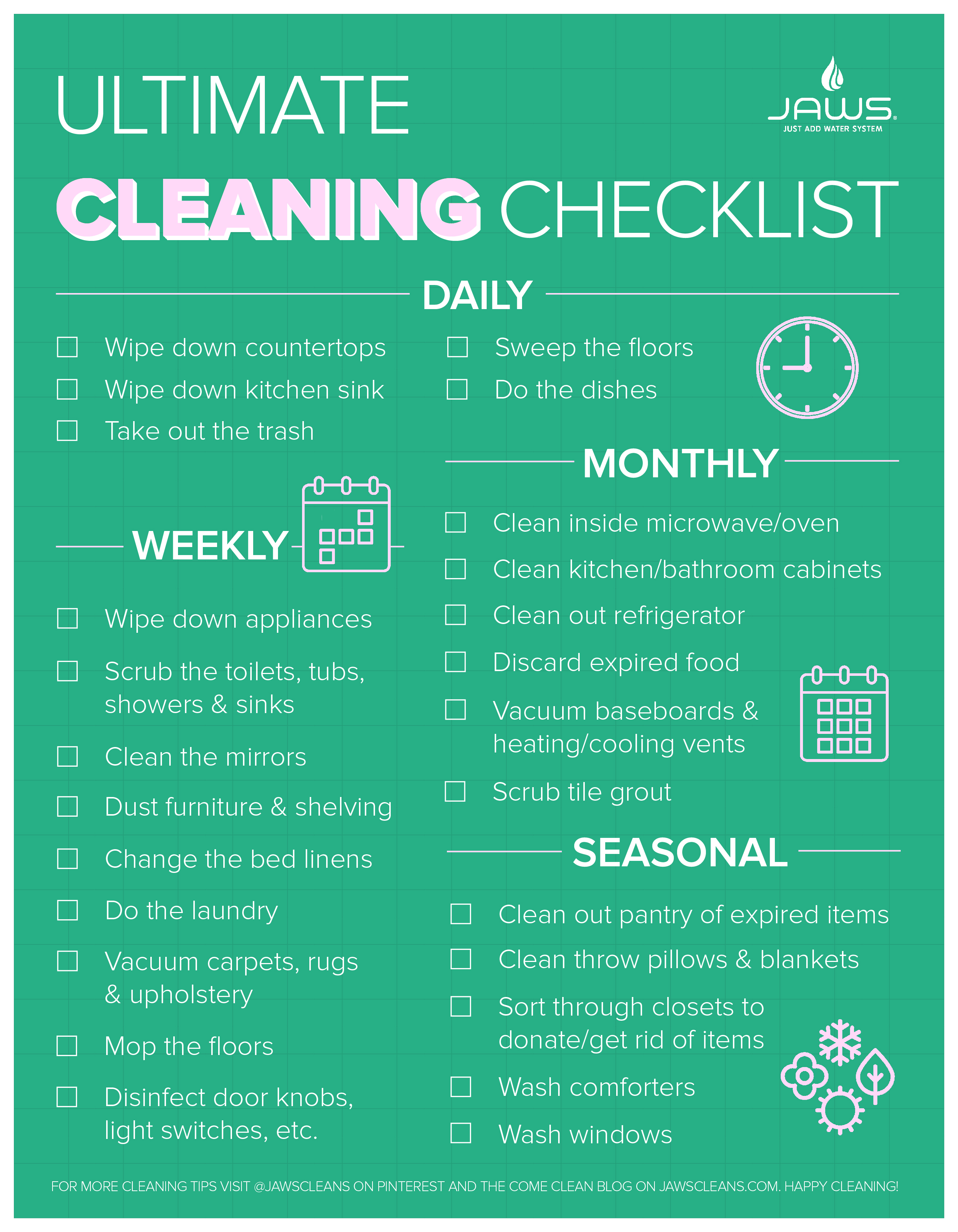 The Ultimate Cleaning Checklist Jaws The Ultimate Cleaning Checklist Jaws