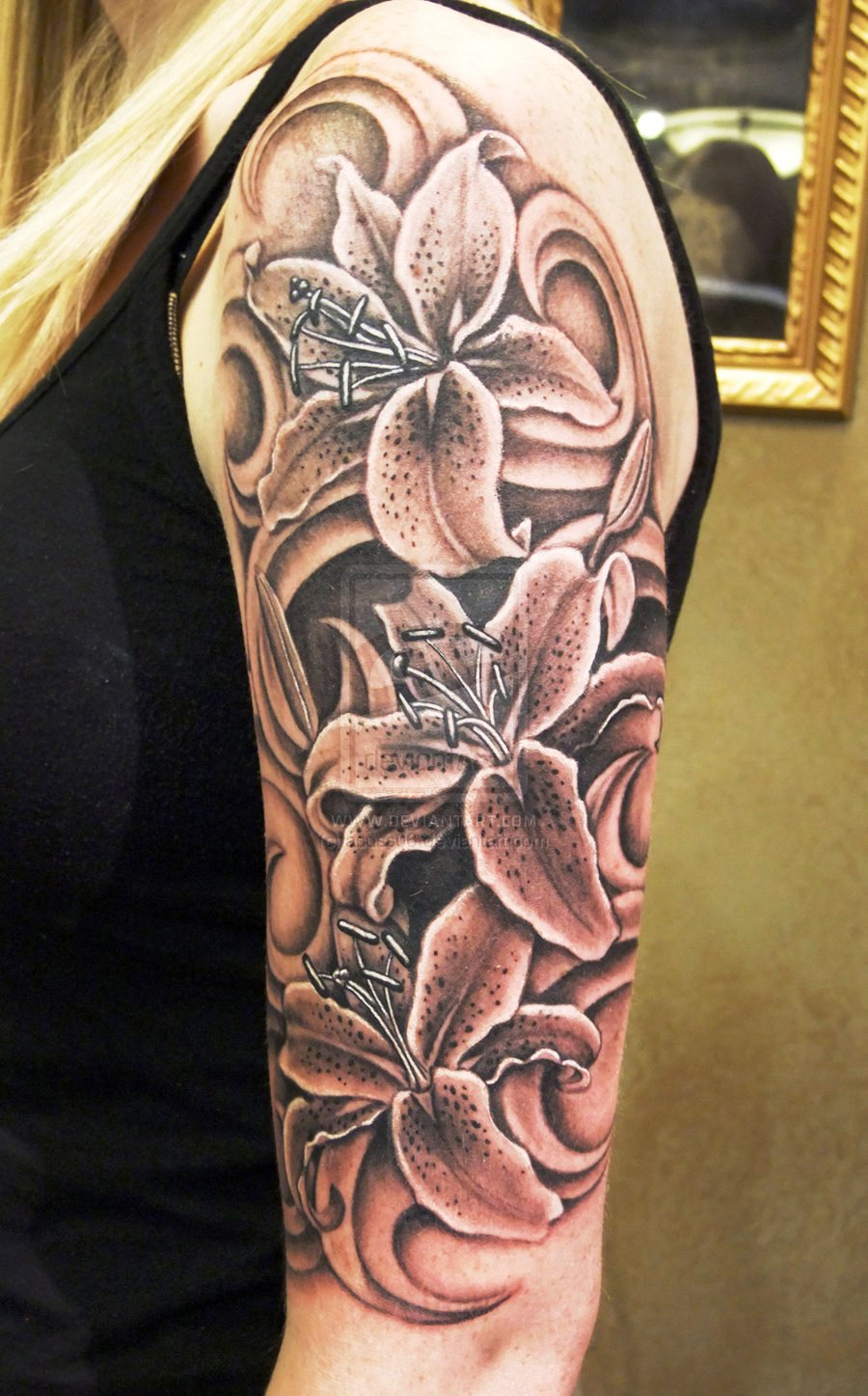 Womens Half Sleeve Tattoos Black And Grey Google Search Shoulder Womens Half Sleeve Tattoos Black And Grey Google Search Shoulder